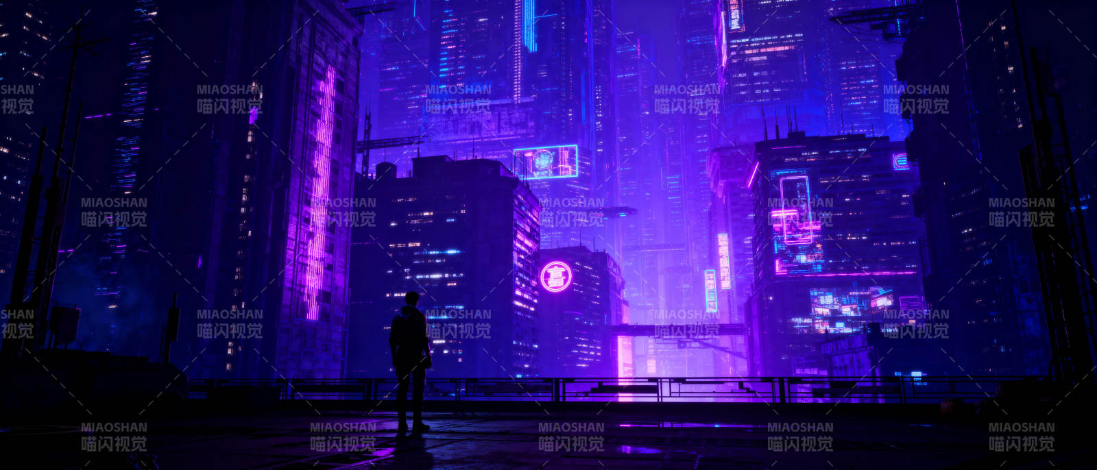 霓虹都市夜影图片