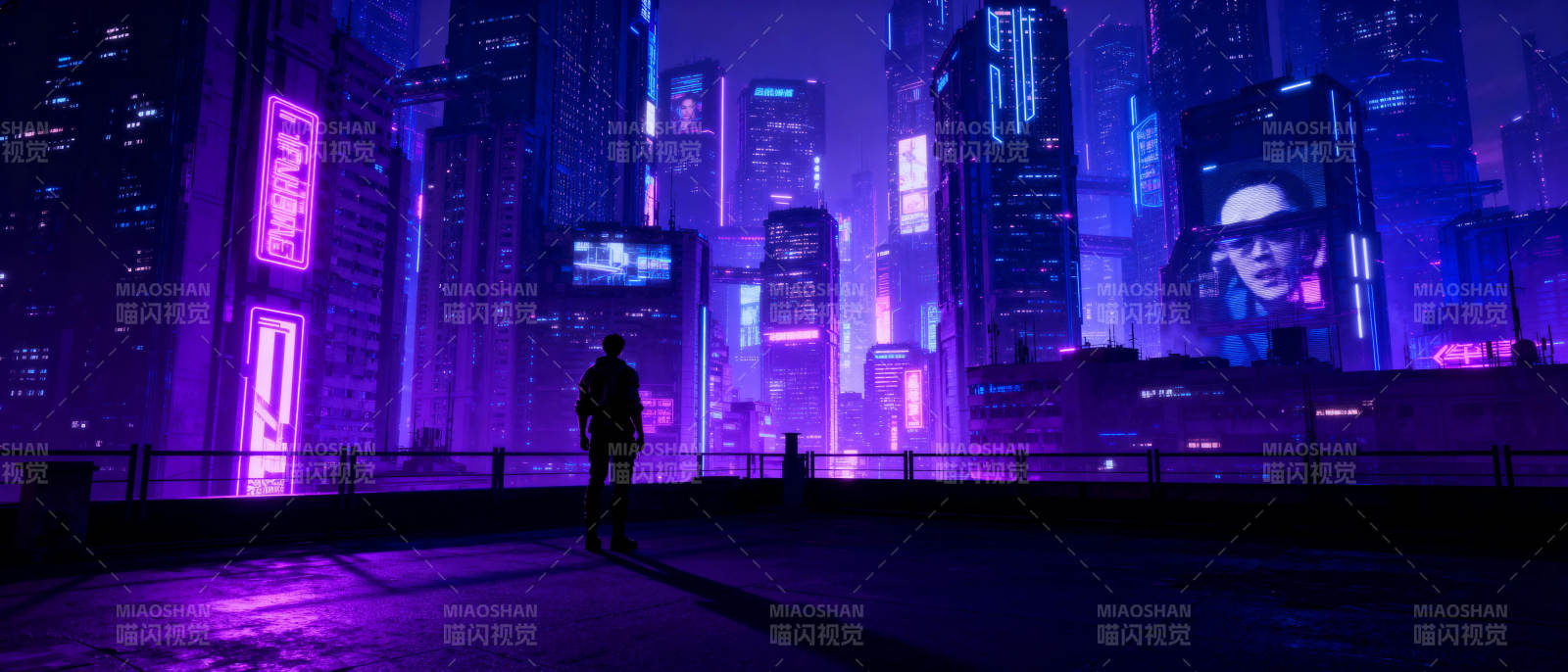 霓虹都市夜影图片