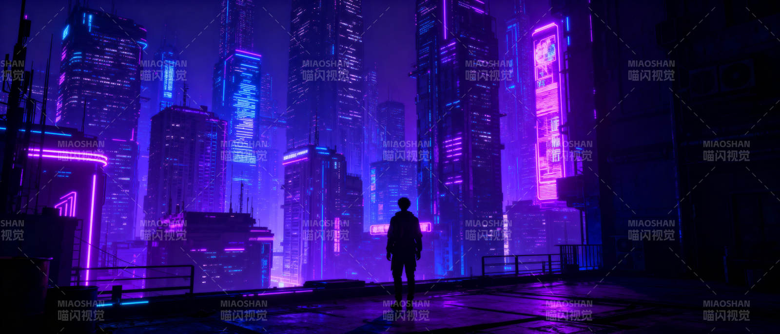 霓虹都市夜影图片