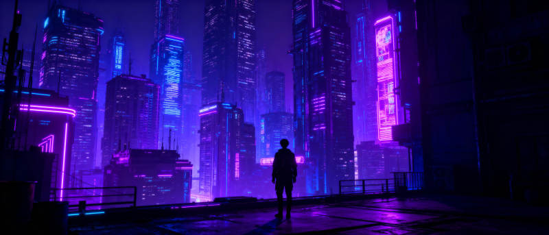 霓虹都市夜影图片