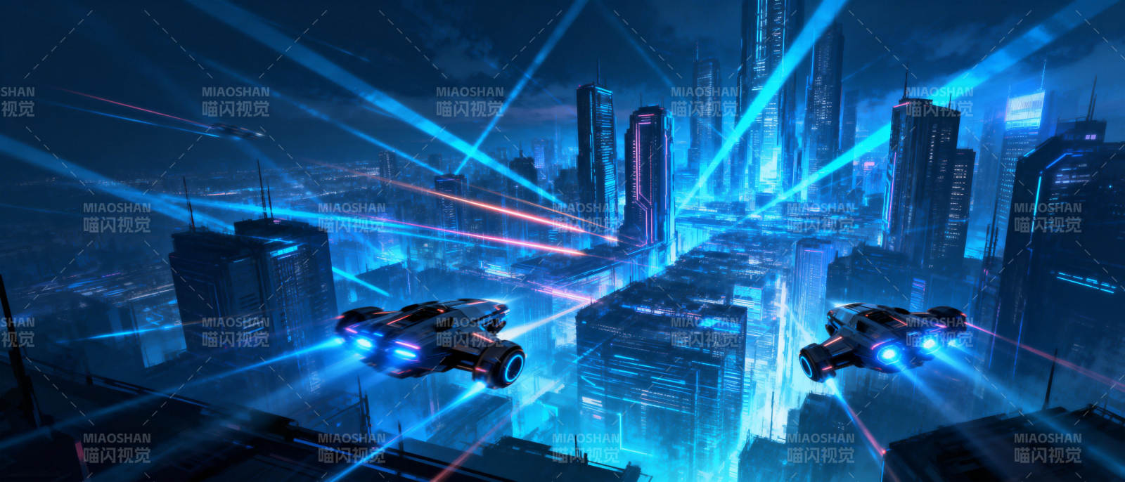 未来都市夜航图片