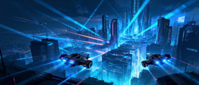 未来都市夜航图片