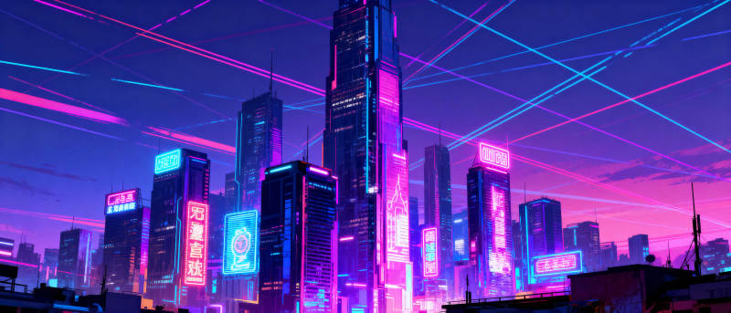 霓虹都市夜景图片