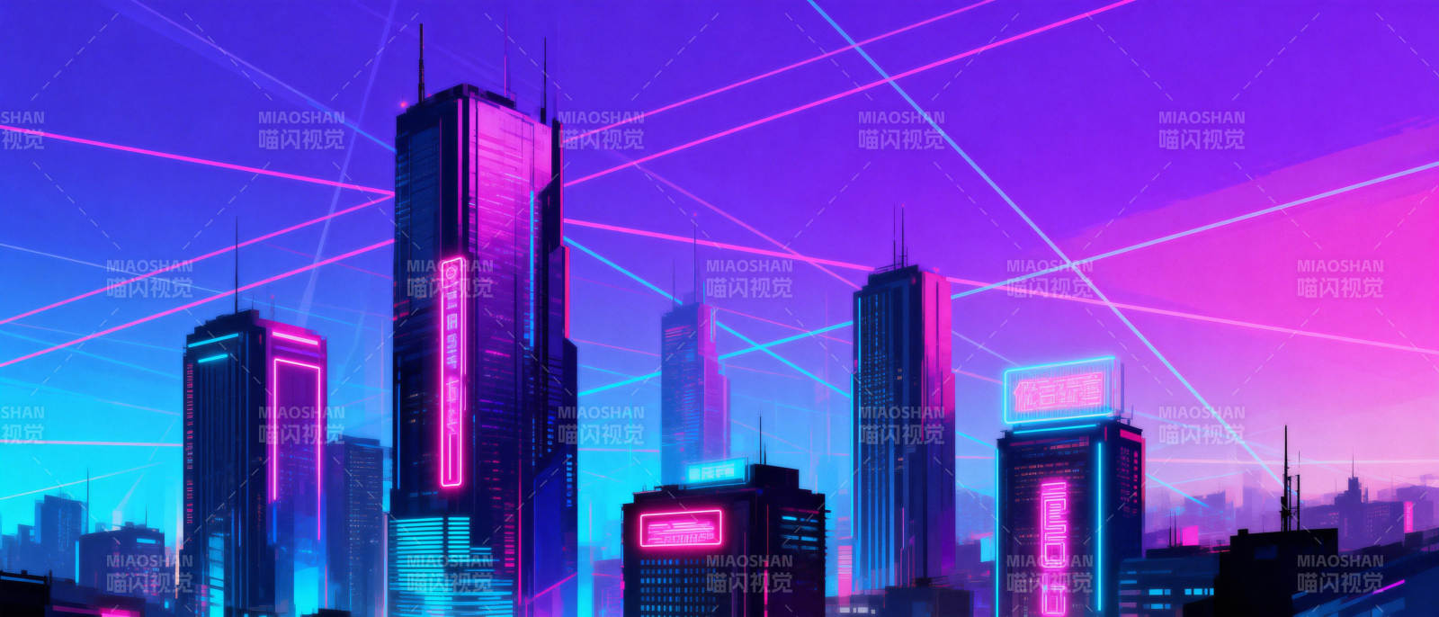 霓虹都市夜景图片