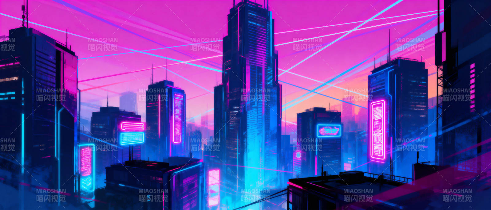 霓虹都市夜景图片