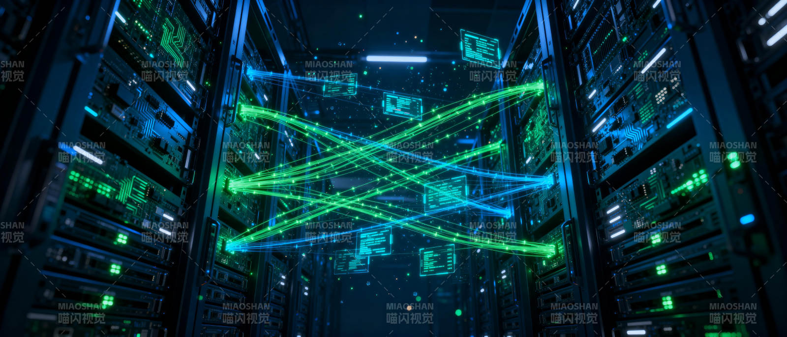 数据流穿梭于服务器间图片