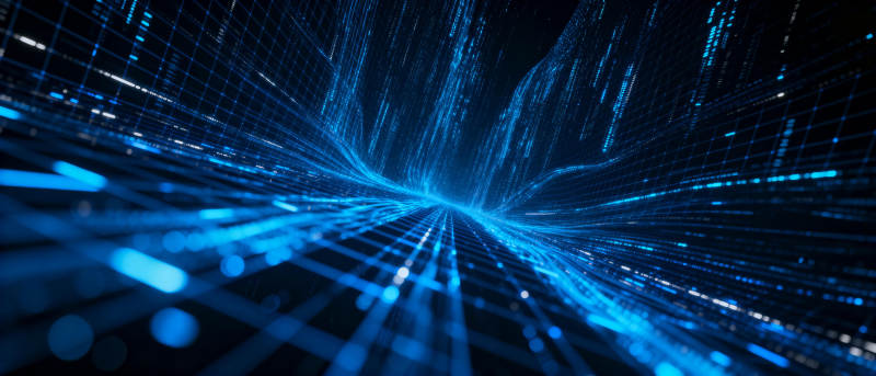 蓝色数据流隧道图片