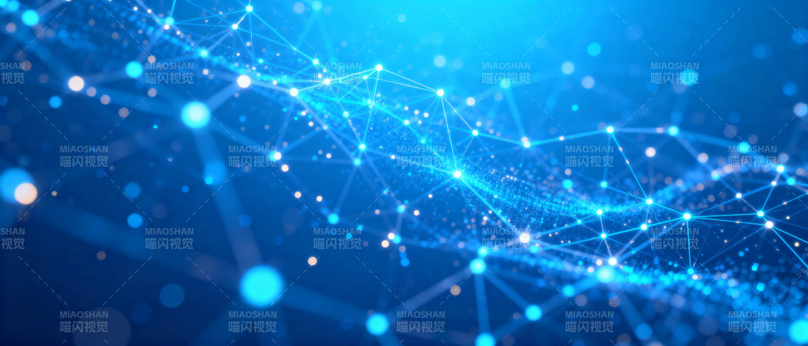 蓝色网络光点连接图片