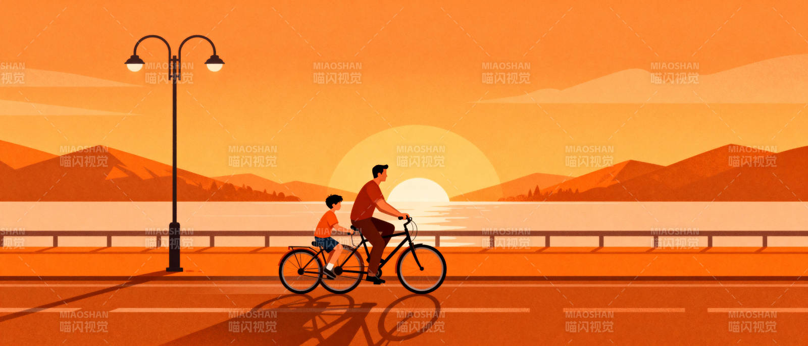 夕阳下的骑行时光图片