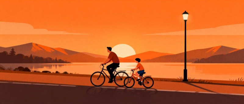 夕阳下的骑行时光图片