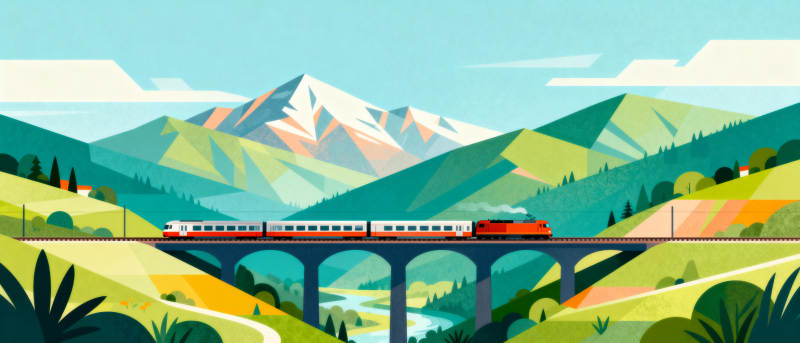 山间列车行图片