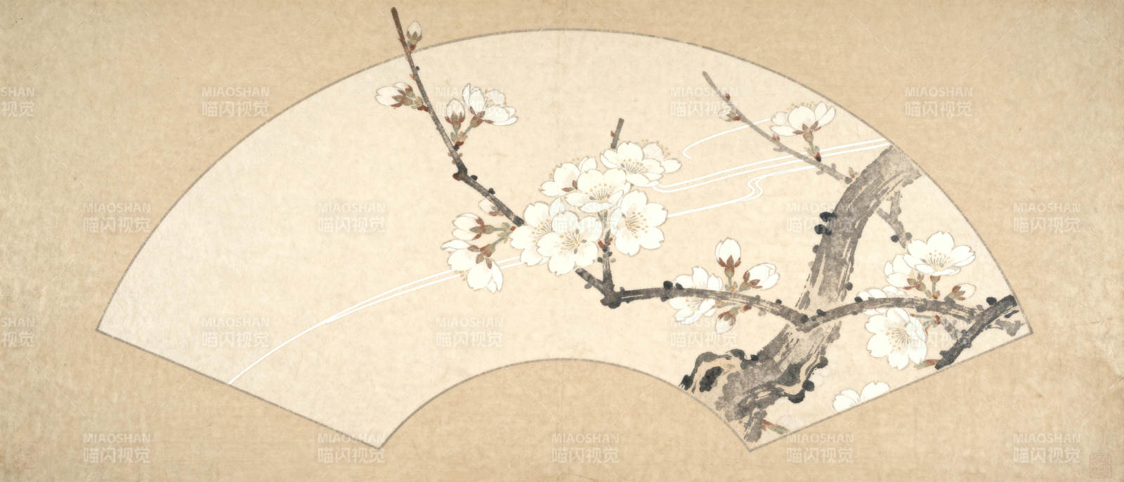 梅花扇面图图片