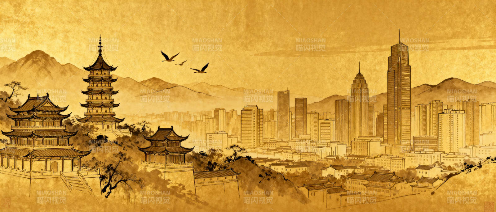 古今交融的城市画卷图片