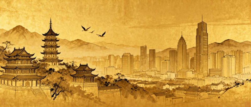 古今交融的城市画卷图片