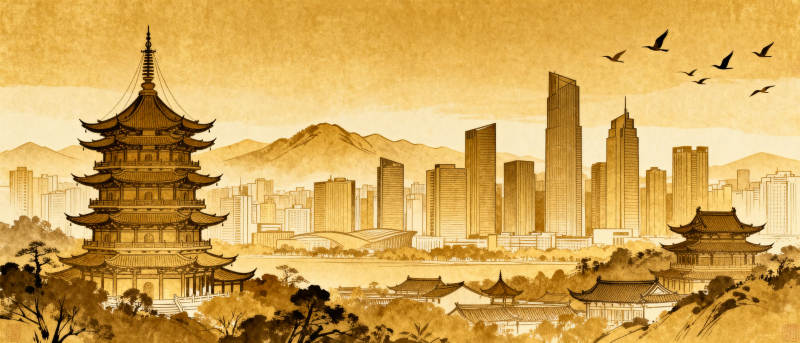 古塔新城共辉映图片