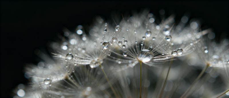 露珠轻缀蒲公英图片