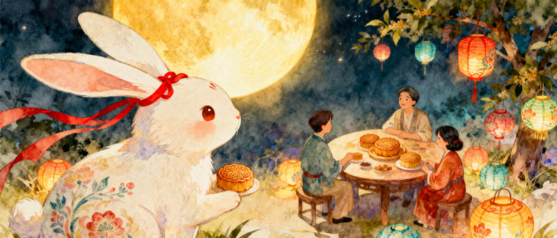 中秋月圆兔伴欢图片