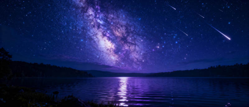 星河倒映湖面图片