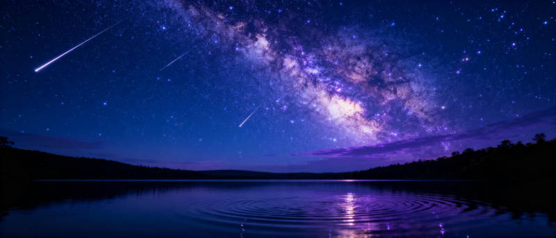 星河倒映湖面图片