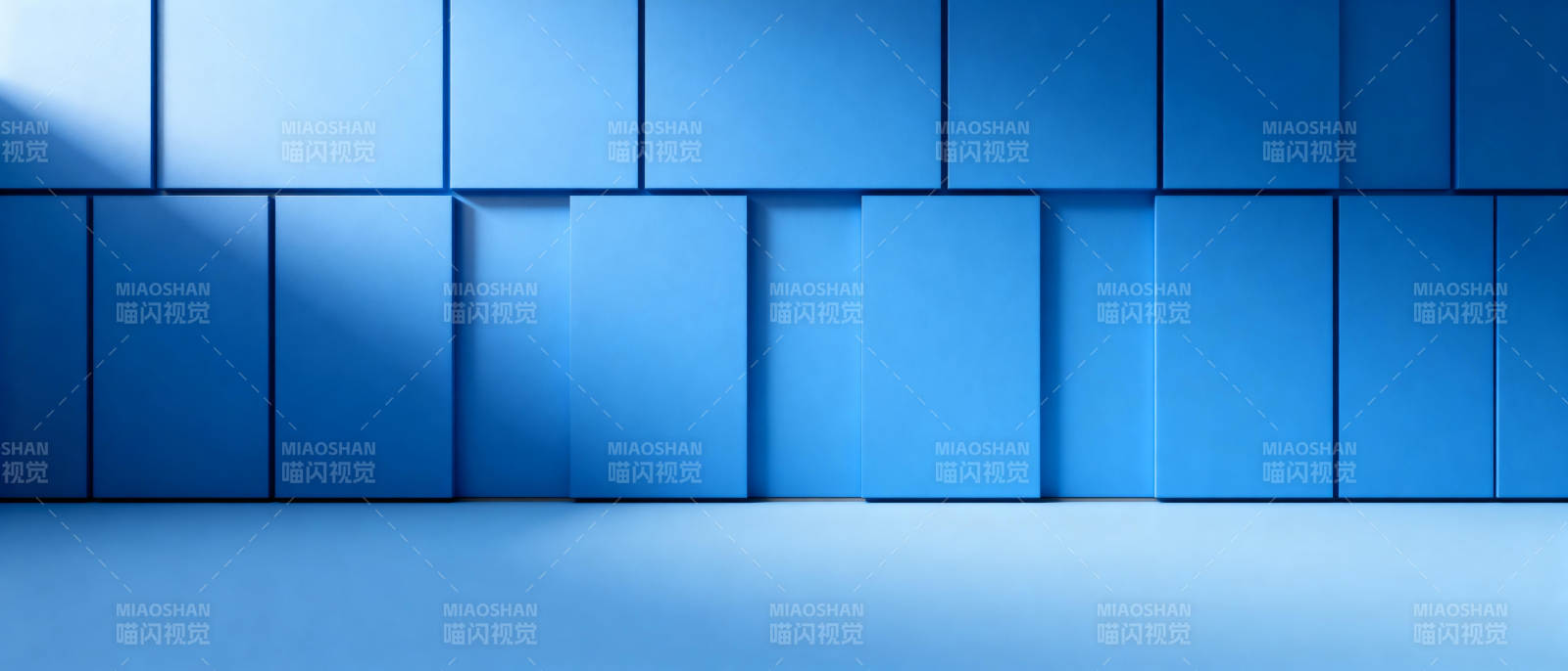 蓝色方块墙图片