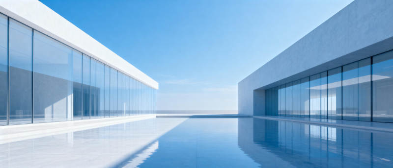 现代建筑与水景图片