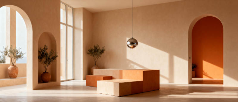 极简拱门光影客厅图片