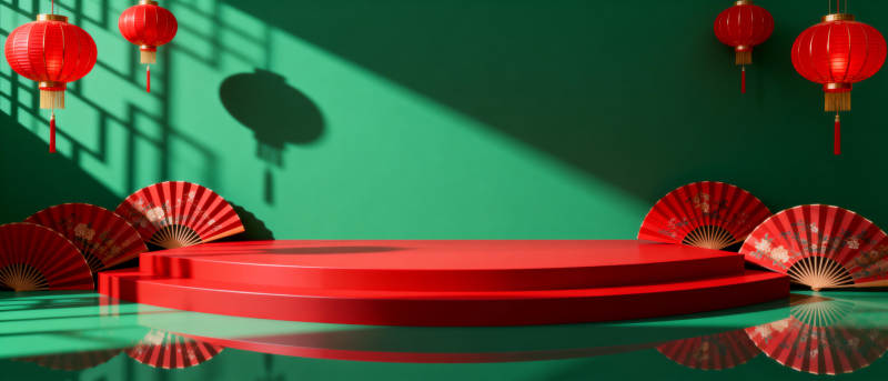 红扇映灯 绿影生辉图片