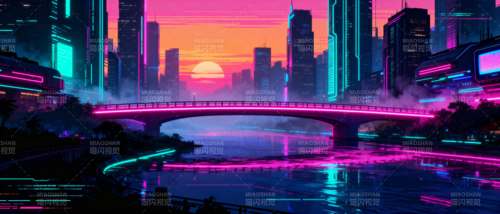 霓虹都市夜景图片