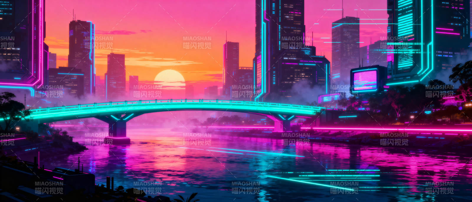 霓虹都市夜景图片