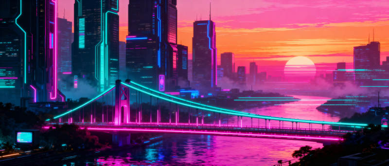 霓虹都市夜景图片