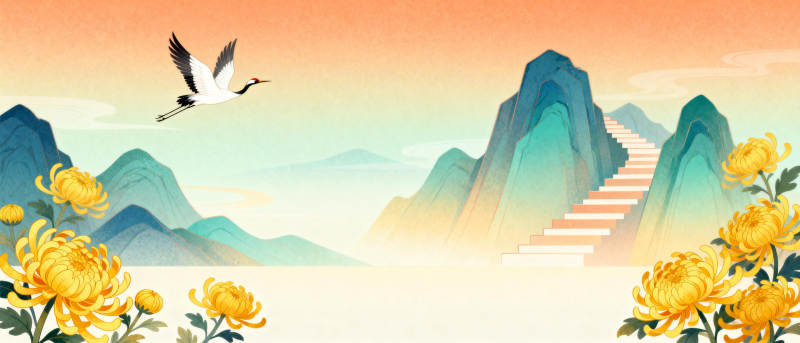 山水仙鹤图图片