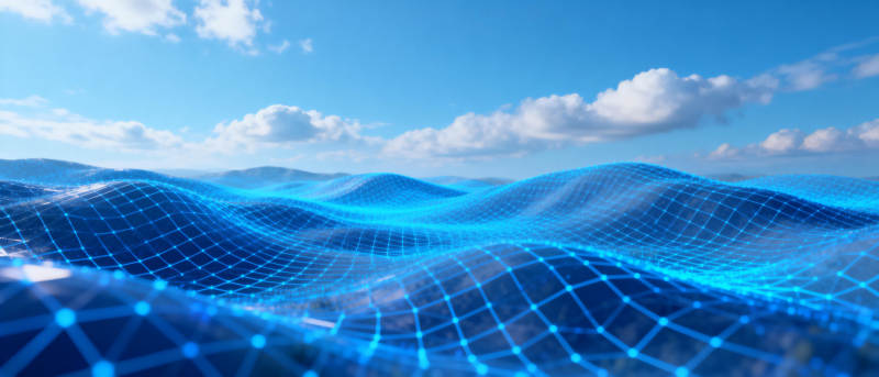 蓝色波浪网格景观图片