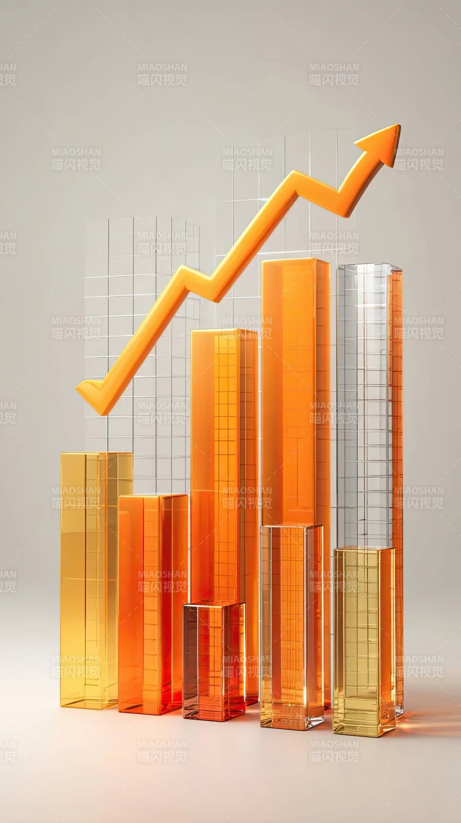 橙色柱状图与上升箭头图片