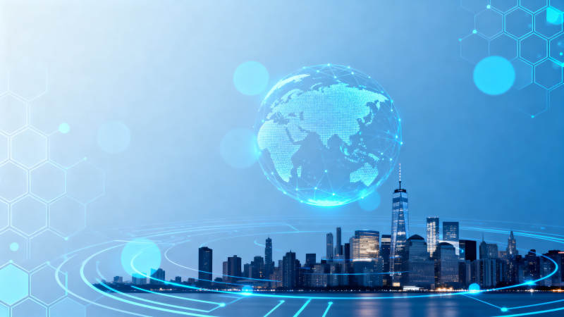 科技城市与地球网络图片