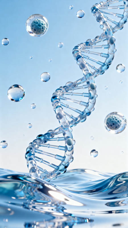 DNA双螺旋结构与水分子图片