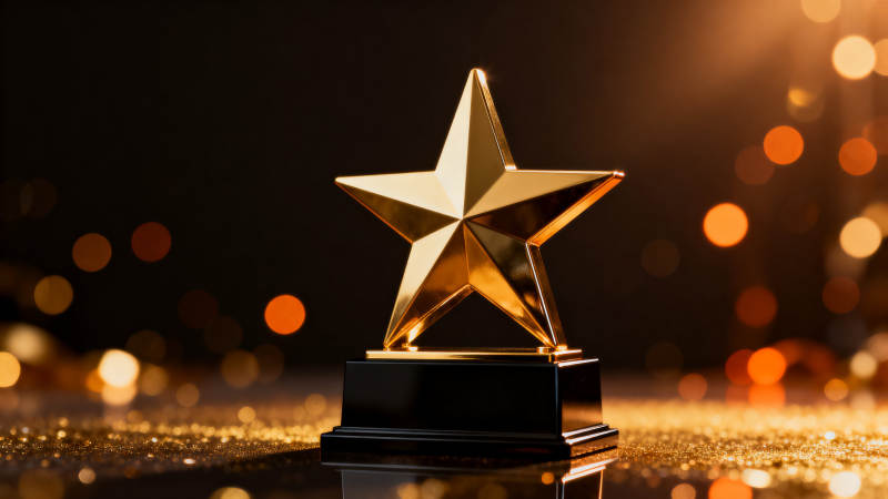 金色星星奖杯荣誉奖赏图片