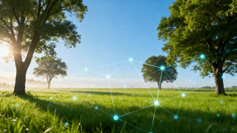 自然草地与科技网络融合图片