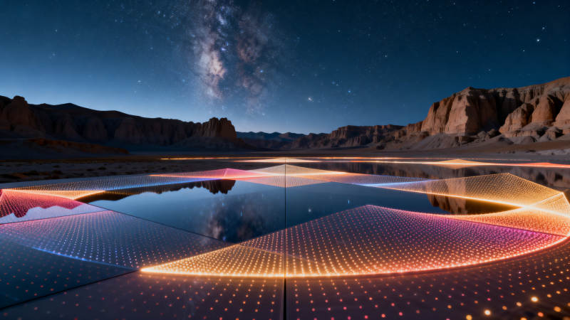 沙漠星空下的光之艺术图片