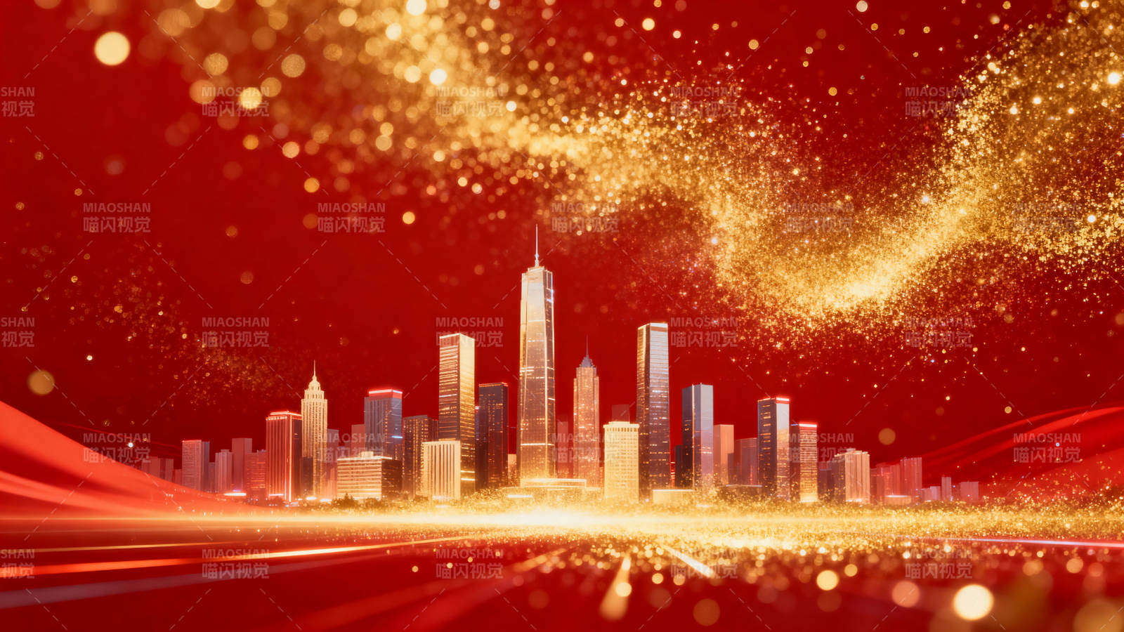 城市辉煌金色光效背景图片