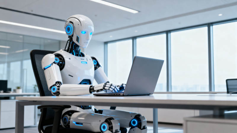 机器人办公使用笔记本电脑图片