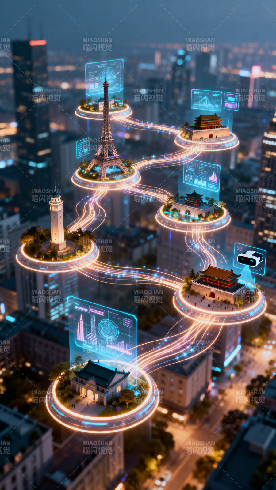 智慧城市连接全球地标图片