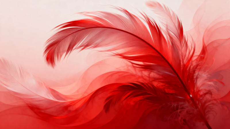红色羽毛抽象艺术背景图片