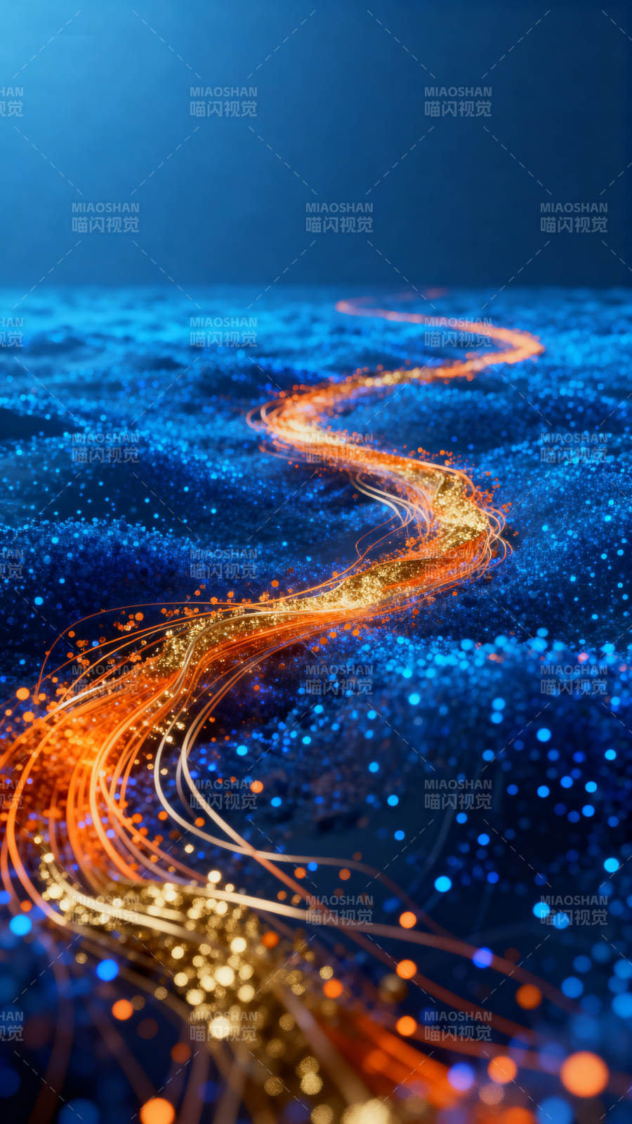 蓝色背景中的光流轨迹图片