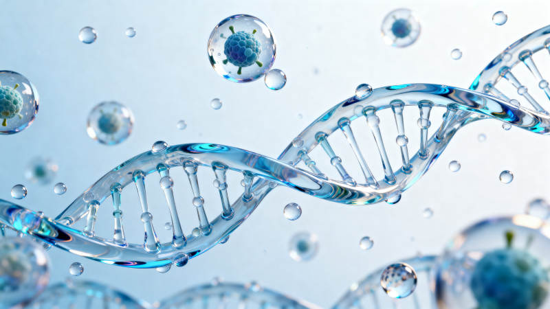 DNA双螺旋与病毒颗粒图片