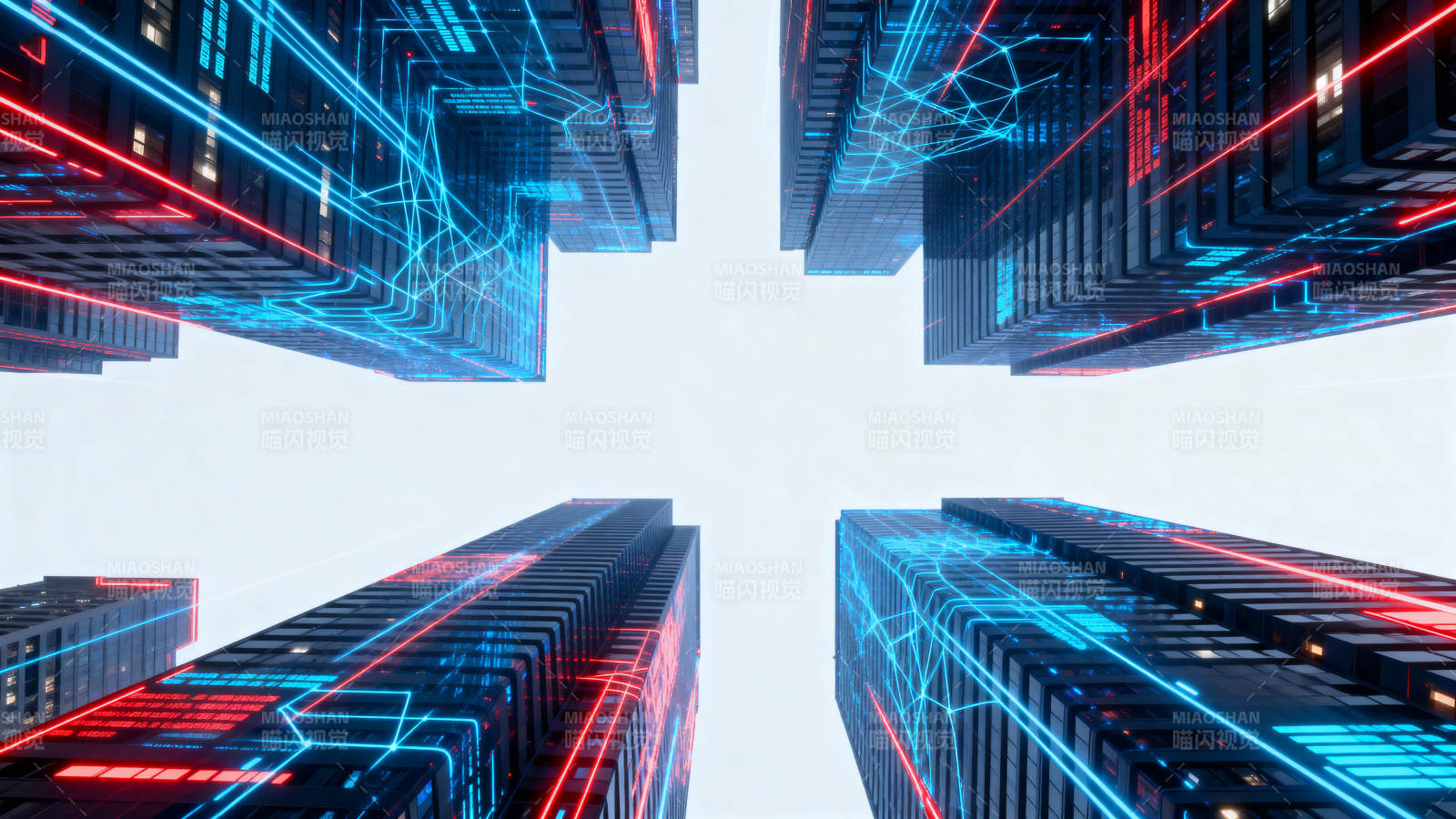 高楼仰视未来科技城市图片