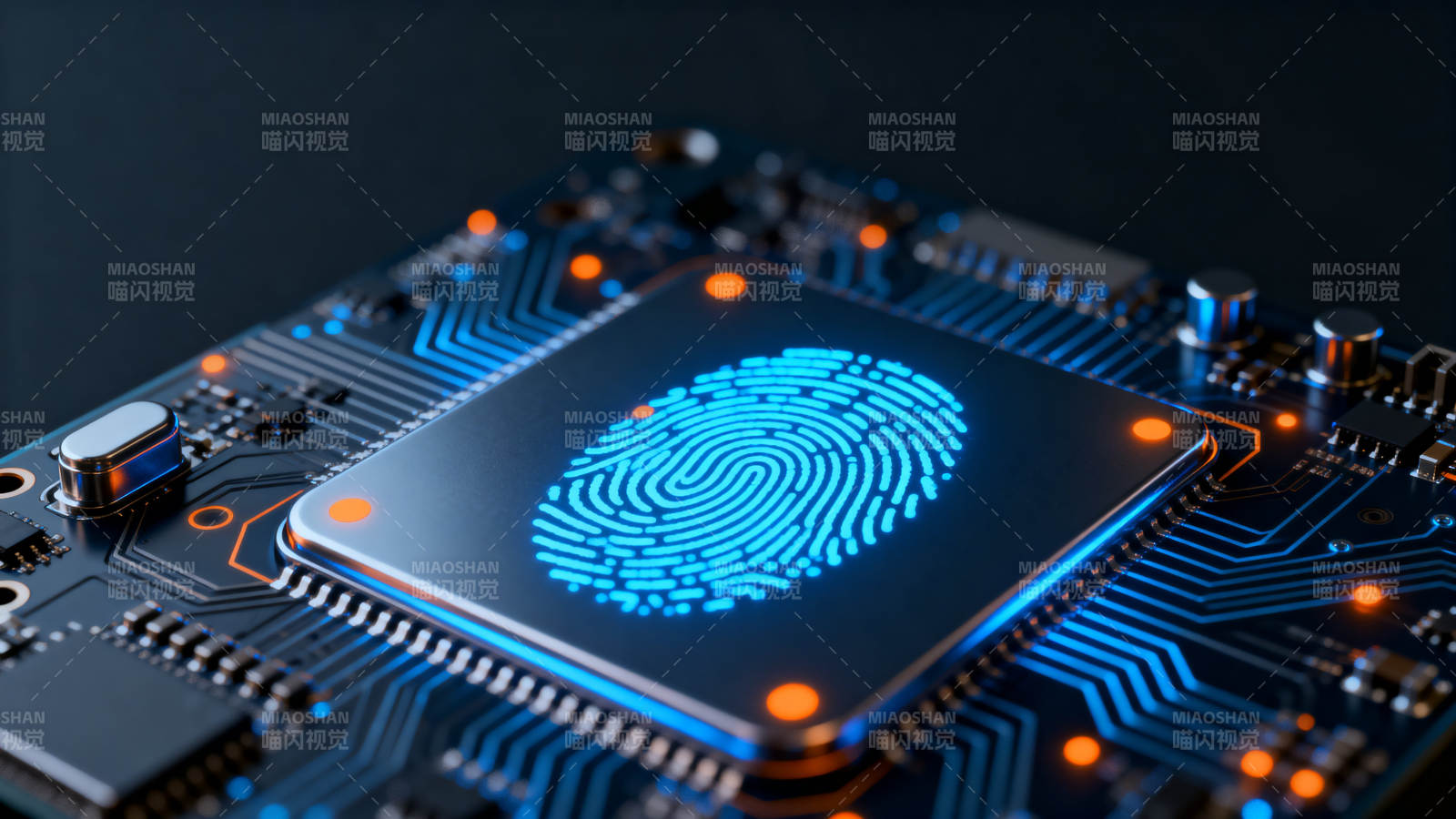 指纹识别芯片科技感图片