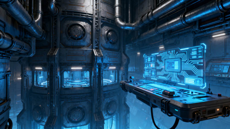 科幻工业控制室内部场景图片