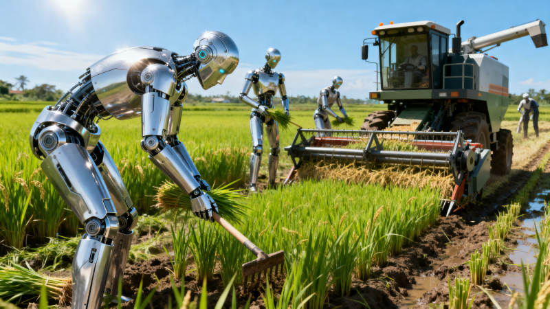 机器人农田劳作场景图片