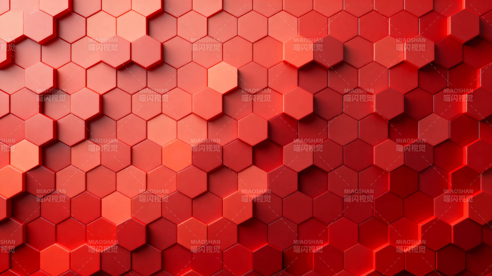 红色六边形几何背景图片