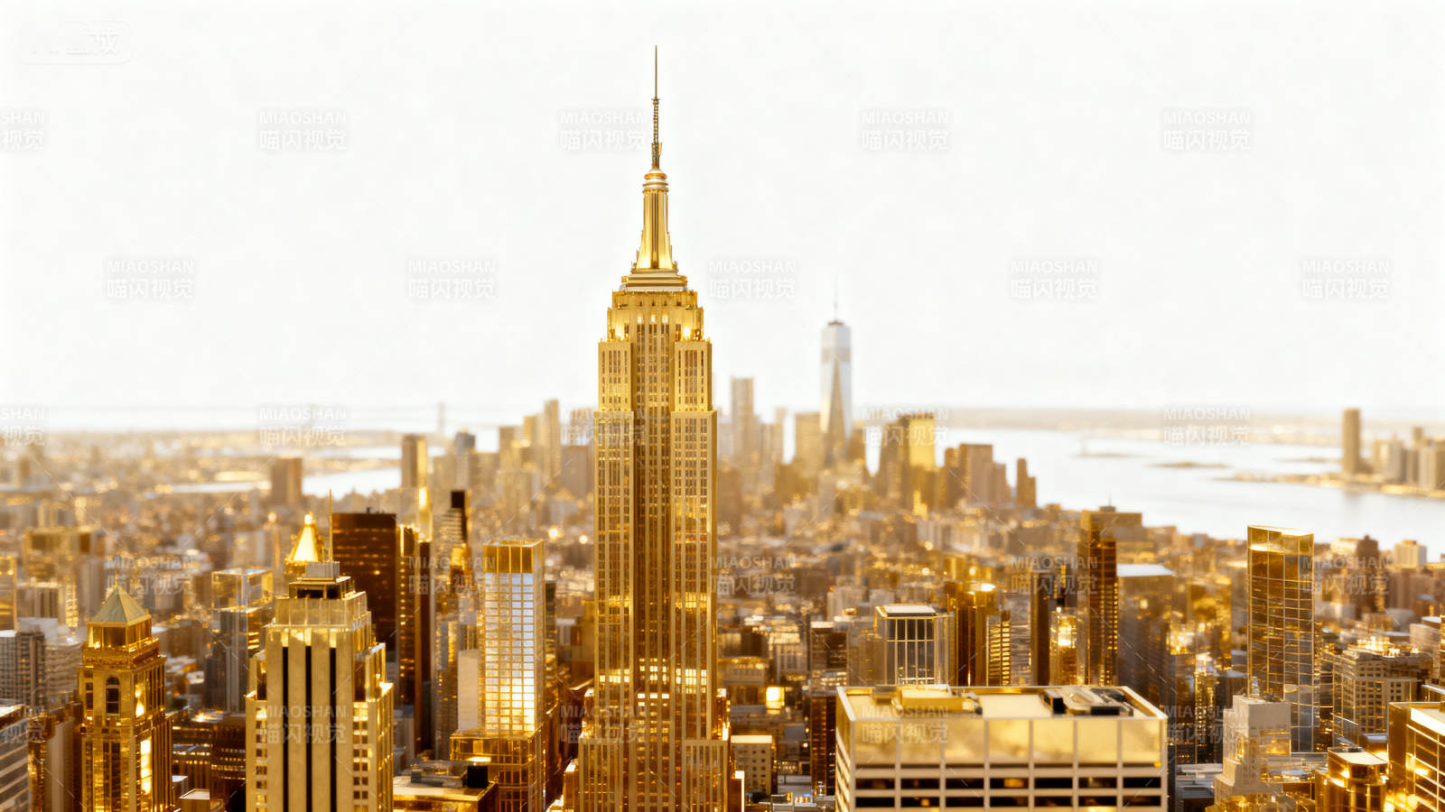 金色纽约帝国大厦城市天际线图片